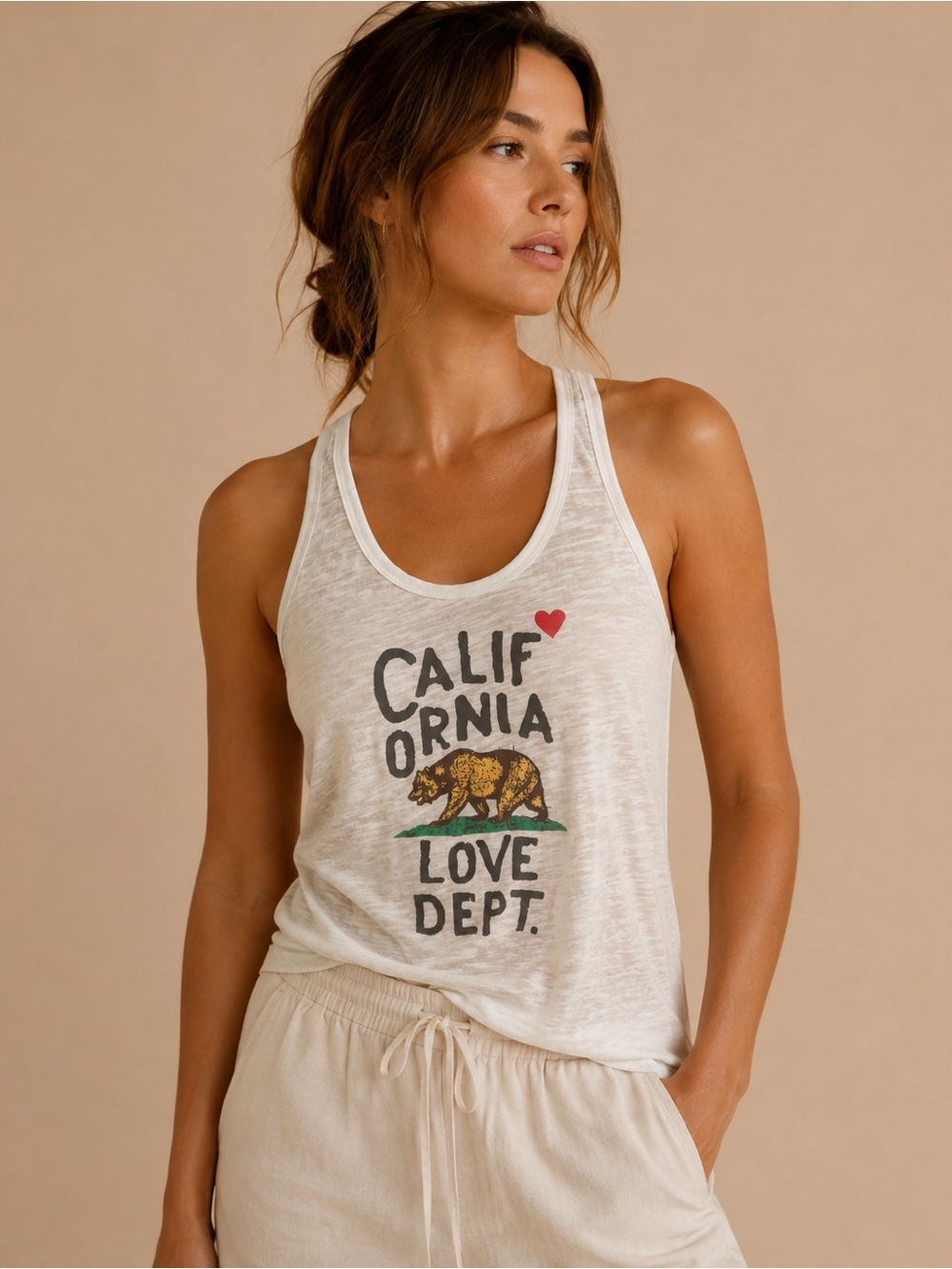 Elle Cream California Graphic Racerback Tank